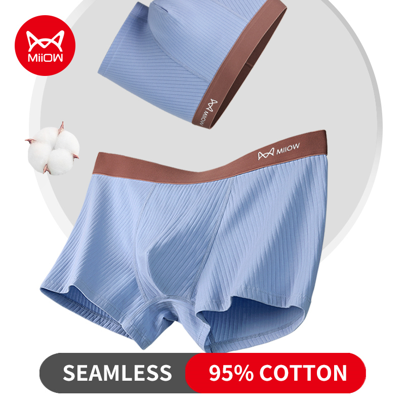 Boxer Brief Pack Cotton - MiiOW 3pcs Knitting Cotton Men Underwear