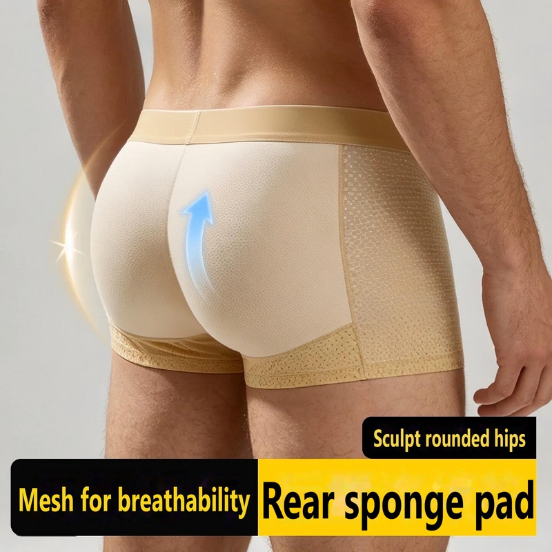 Boxer Shorts Modal - Men Padded Boxer Underwear Sexy Butt